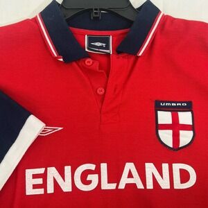 Umbro England National‎ Team Soccer Jersey Polo Shirt Red Navy White